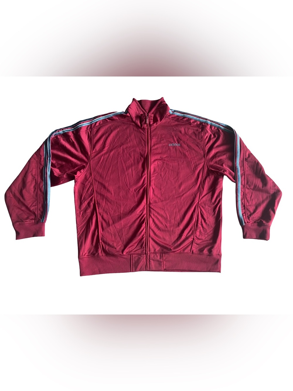 Adidas 2005 Vintage Track Jacket Burgundy Multi-Stripe Men's 2XL